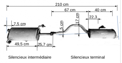 pot d'échappement - moteur 2 l - GPL de série